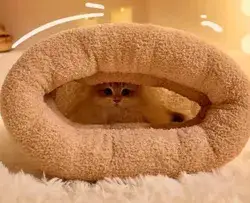 שק שינה/מיטה עבור חתול. מכותנה וקטיפה. גודל L.