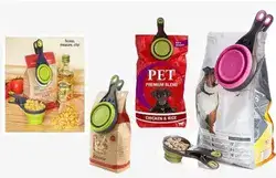 קערית קליפס מסיליקון 2 ב 1 מתקפלת אשר שומרת על טריות שקית האוכל בסיום המזיגה. צבע ירוק. גודל: L 21cm