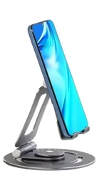 מעמד לטלפון מאלומיניום מסתובב 360 ° ומתקפל.