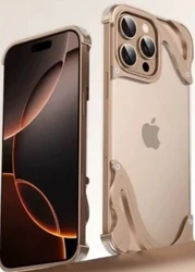 מגן iPhone 15 16 pro max נגד shockproof מתכת שקוף האחורי לוח סגסוגת אקריליק