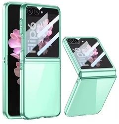 מגן כיסוי עבור Samsung Galaxy Z Flip 7 6, זכוכית מסך גדולה ושקופה, כיסוי פלסטיק דק במיוחד עבור Galaxy Z Flip 6 5