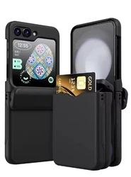 כיסוי טלפון עם חריץ לכרטיסים עבור Samsung Galaxy Z Flip7 FE 5 6 Flip6 Flip5 Flip 6 5 כיסוי קשה מפלסטיק עם ציר מתקפל